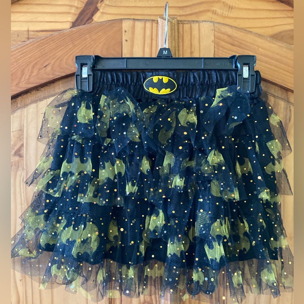 Girls Batman black yellow gold tiered tulle skirt costume - one size